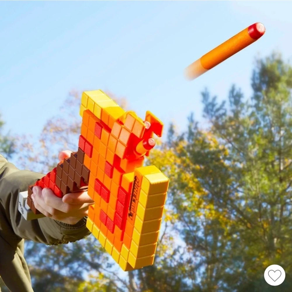 Nerf Minecraft Firebrand Axe Blaster Toy – Orange Pixel Foam Weapon – No Darts